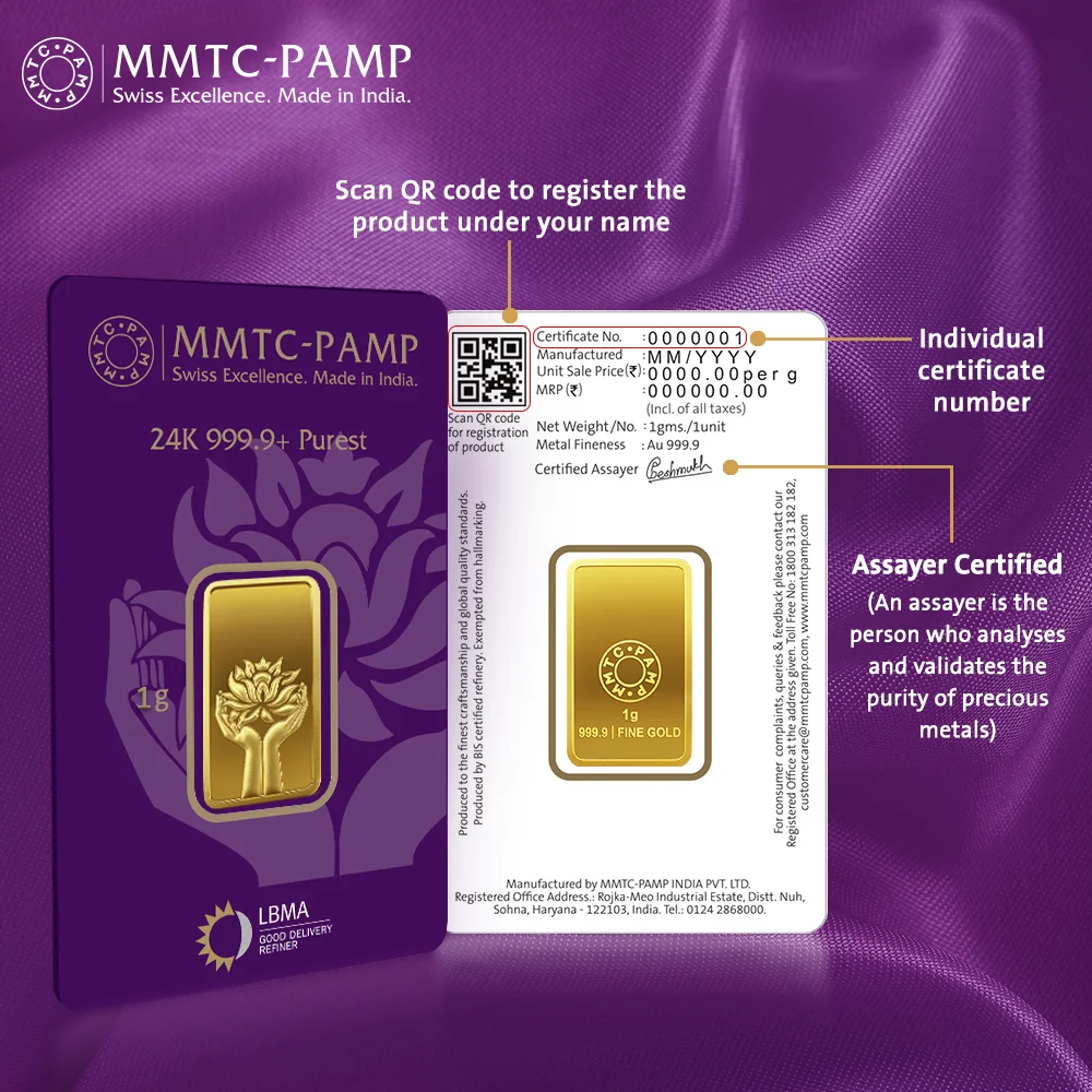 MMTC-PAMP Lotus Gold Coin 1g 999.9 - Image 1