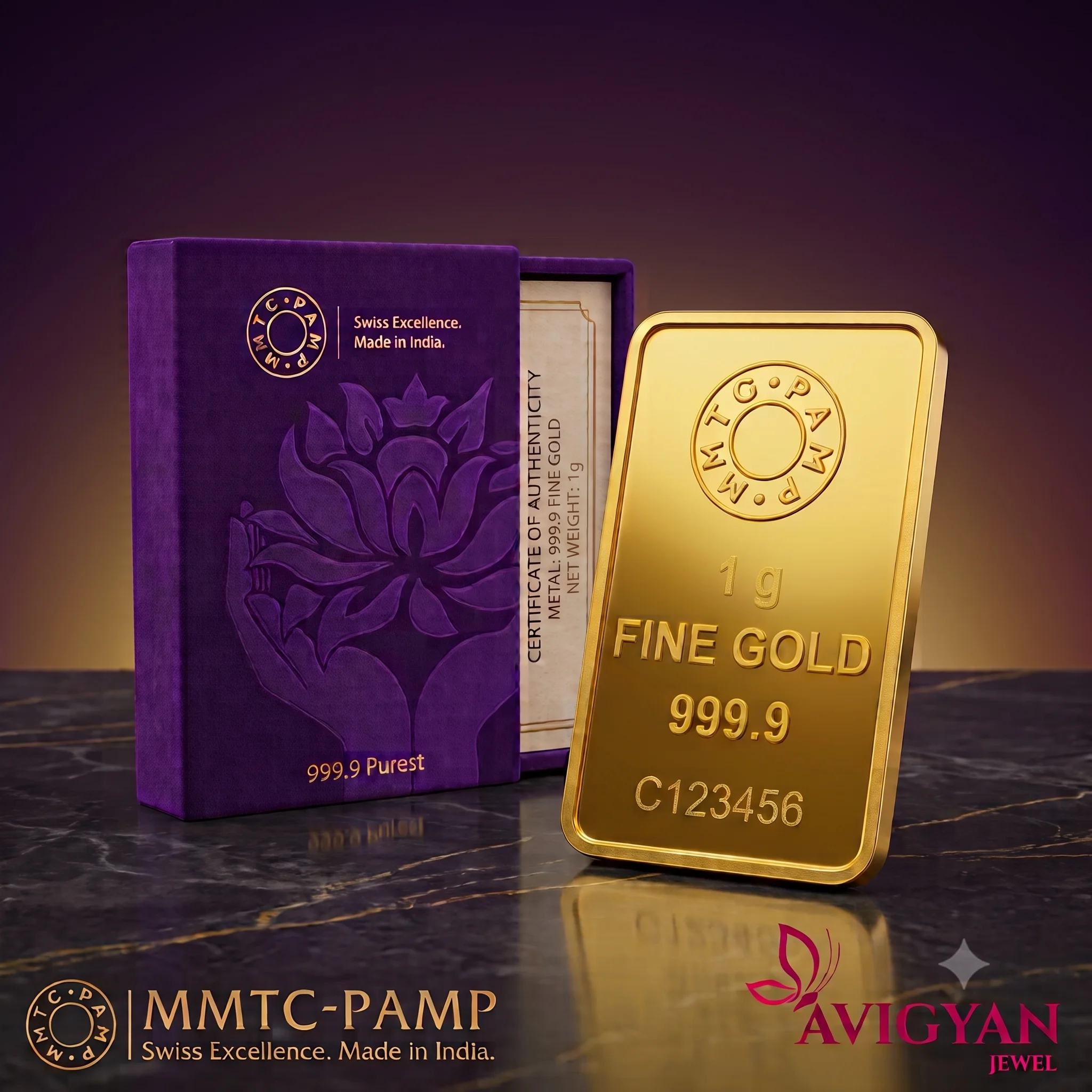 MMTC-PAMP Lotus Gold Coin 1g 999.9