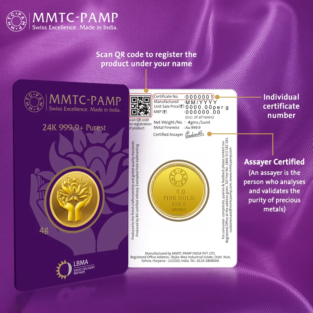 MMTC-PAMP Lotus Gold Coin 4g 999.9 - Image 1