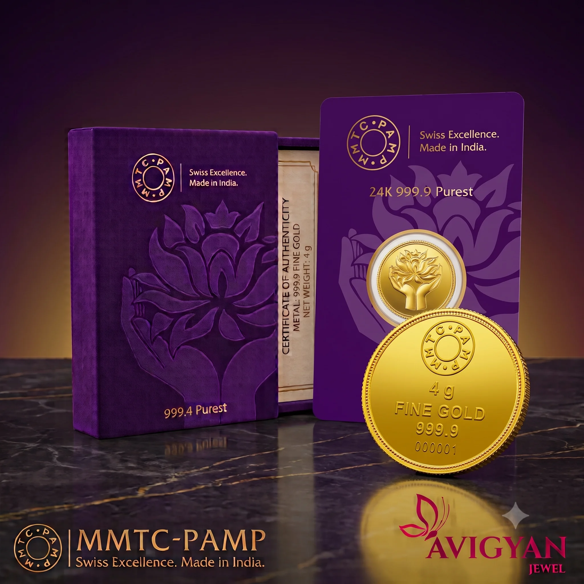 MMTC-PAMP Lotus Gold Coin 4g 999.9