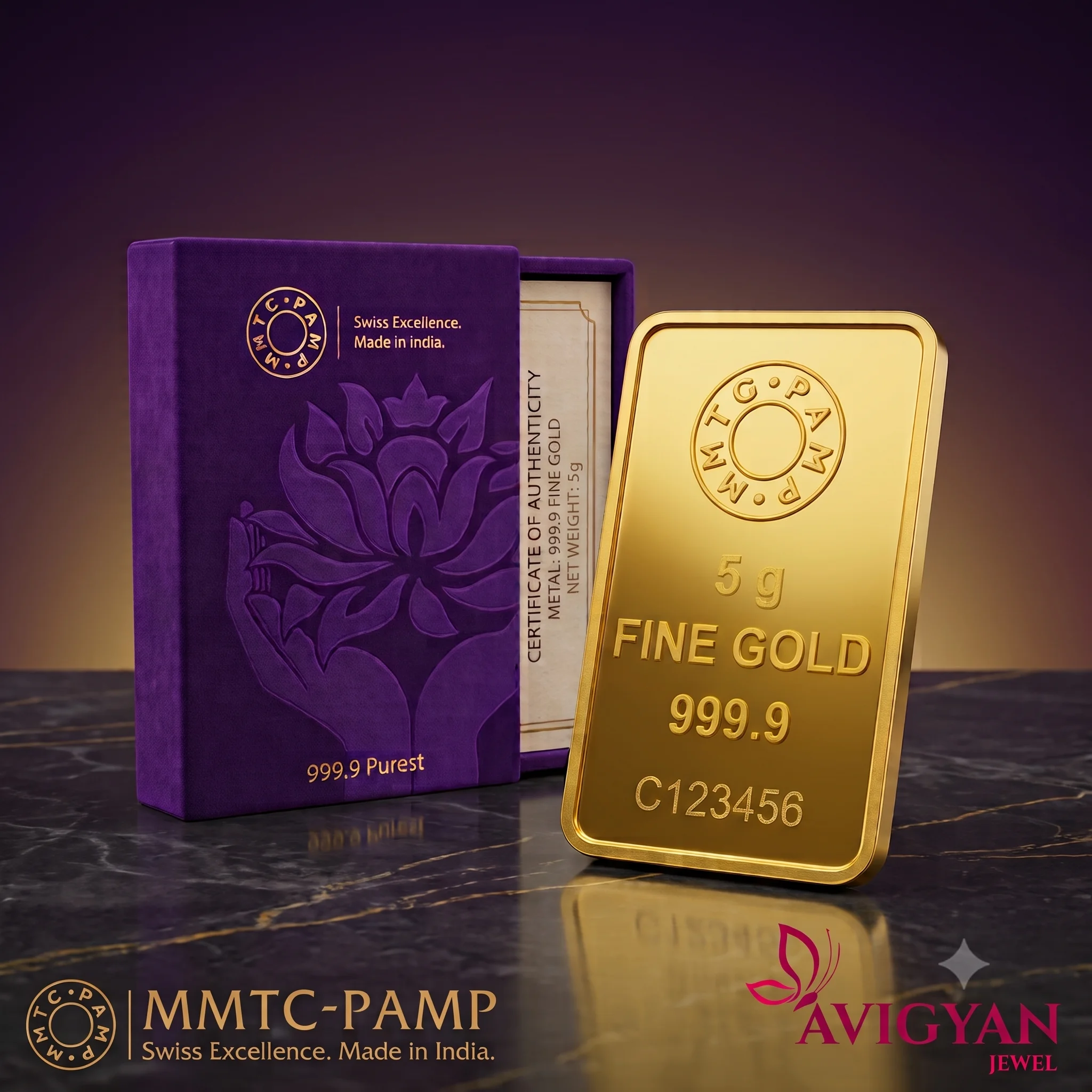 MMTC-PAMP Lotus Gold Coin 5g 999.9