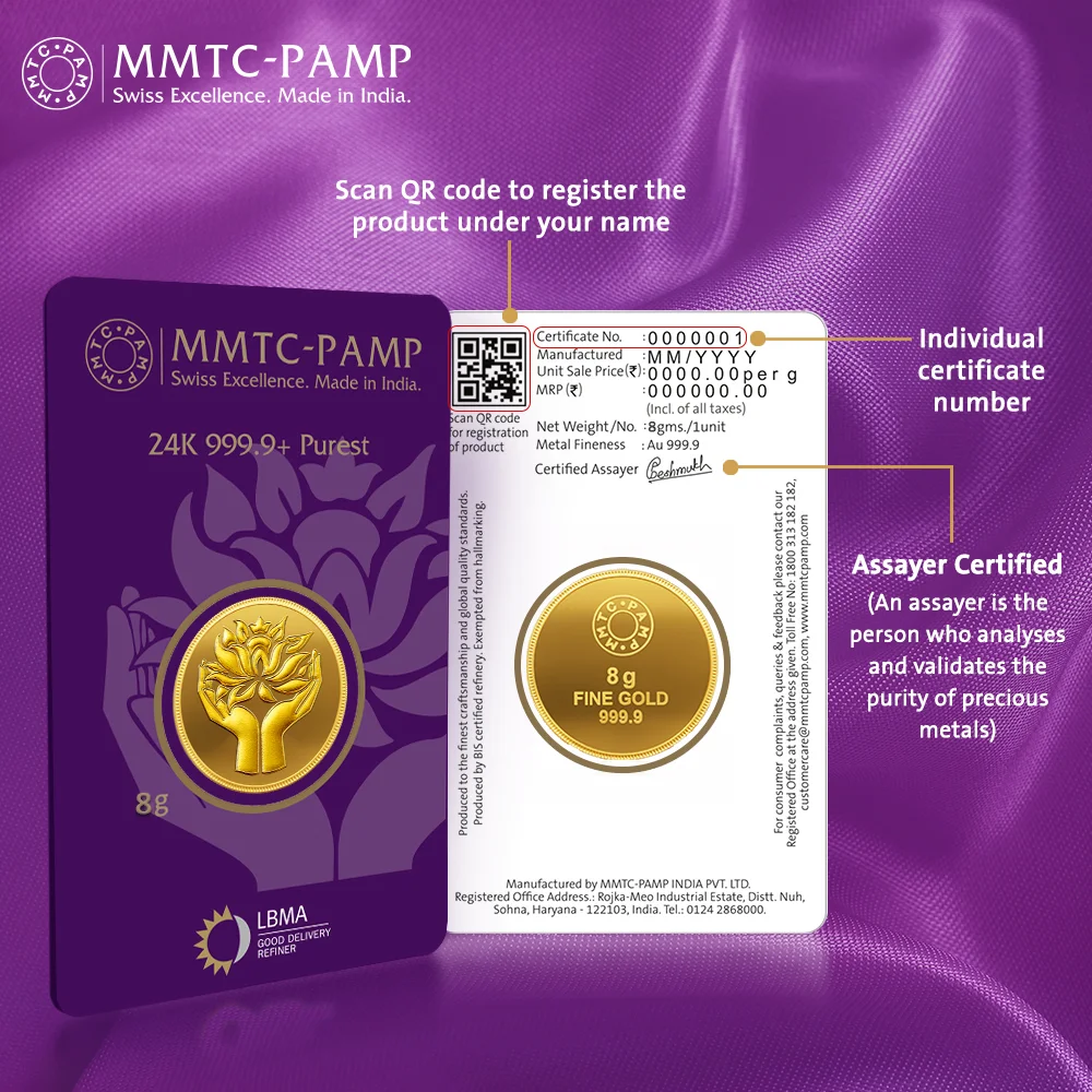 MMTC-PAMP Lotus Gold Coin 8g 999.9 - Image 1