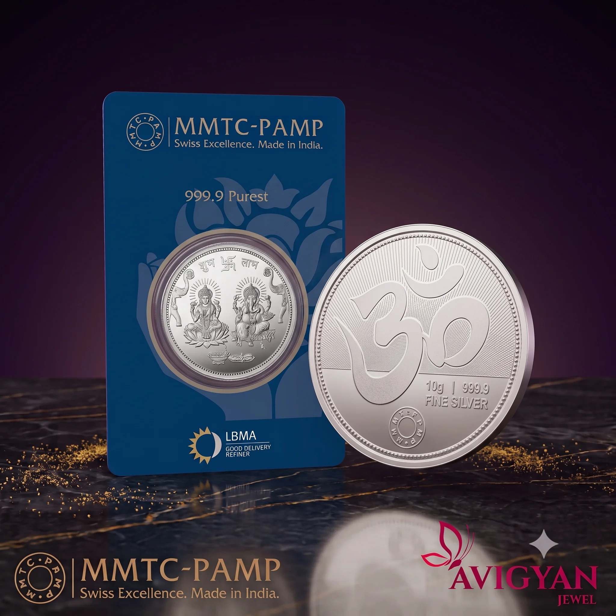 MMTC-PAMP Purest 10g Ganesh Laxmi Silver Coin
