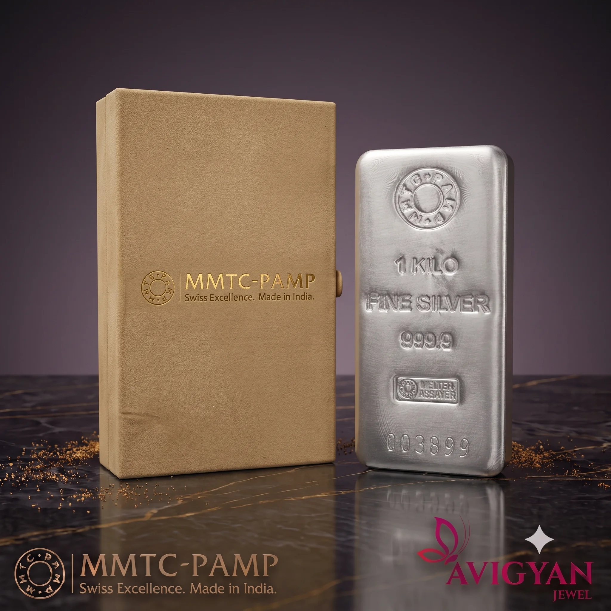 MMTC-PAMP Purest 1kg Cast Silver Bar 999.9+ | LBMA Accredited | Investment Grade Fine Silver Bar