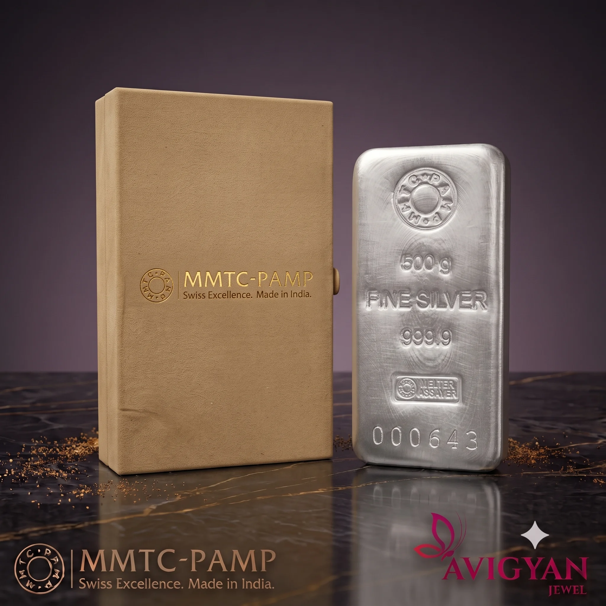 MMTC-PAMP Purest 500g Cast Silver Bar 999.9+ | LBMA Accredited | Investment Grade Fine Silver Bar