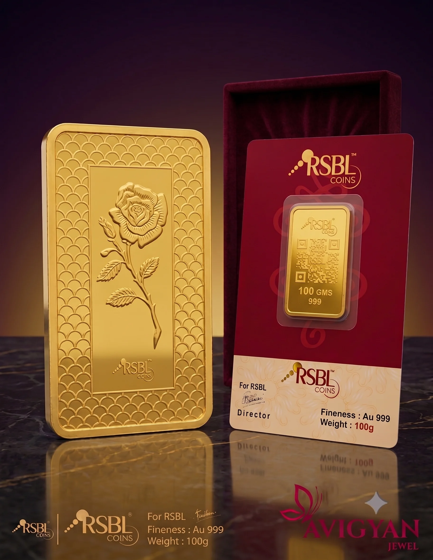 RSBL Gold Bar 100g 999.9